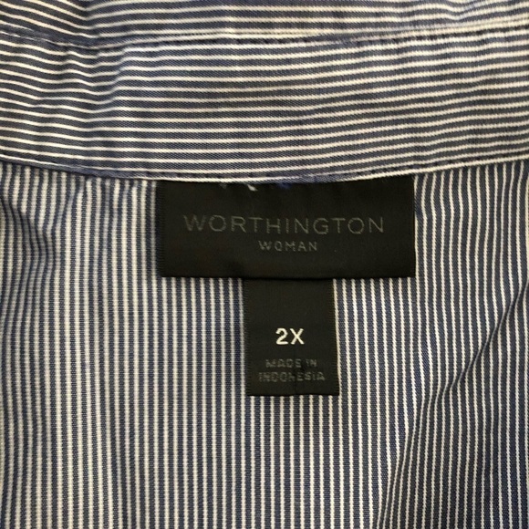 Worthing Blue Pin Stripe Button down Women’s size 2X - Picture 6 of 8